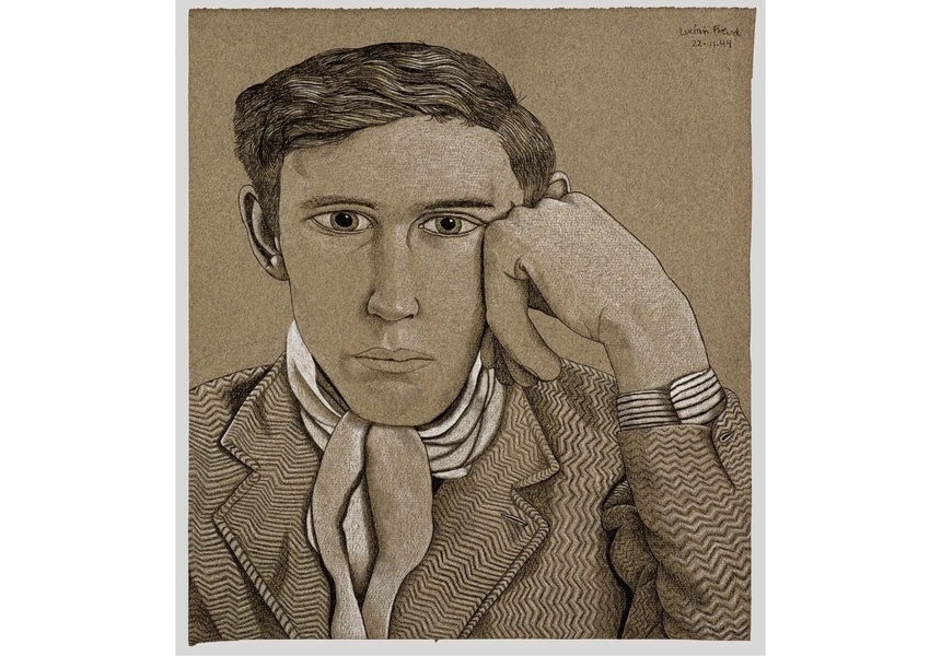 Portrait of a Young Man, 1944 (black crayon & white chalk on paper) © The Lucian Freud Archive. All Rights Reserved 2025 / Bridgeman Images. Private Collection.