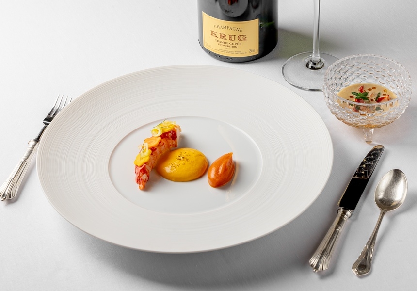 Sea buckthorn and lobster at Grantley Hall