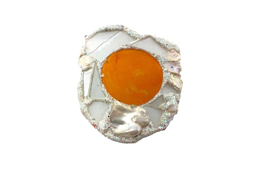 Andrew Logan Fried Egg brooch