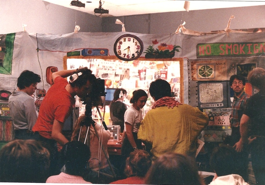 Production of Paper Tiger Television, Paper Tiger at The Whitney: Youth and the Media; Escape From Tom and Jerry, 1985. Photo: Diane Neumaier.