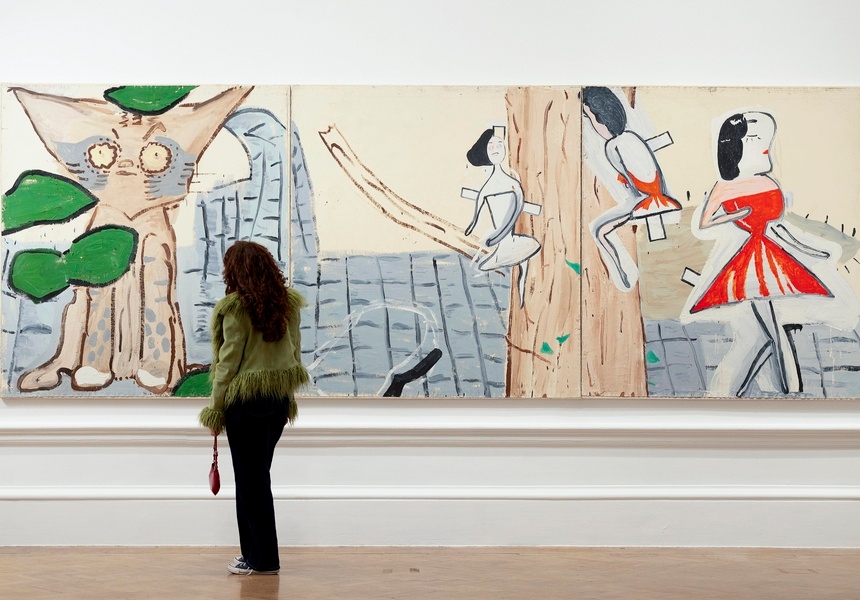 Installation view of the ‘Rose Wylie: the Picture Comes First' exhibition at the Royal Academy of
Arts, London (28 February - 19 April 2026), showing Rose Wylie, Red Twink and Ivy, 2002.
Courtesy the artist and David Zwirner. Photo © Royal Academy of Arts, London / David Parry. ©
Rose Wylie