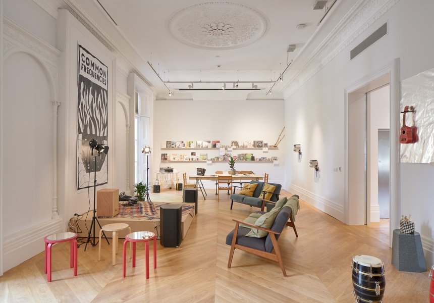 El Warcha Collaborative Design Collective, Common Frequencies, 2026. Installation view at Mosaic Rooms