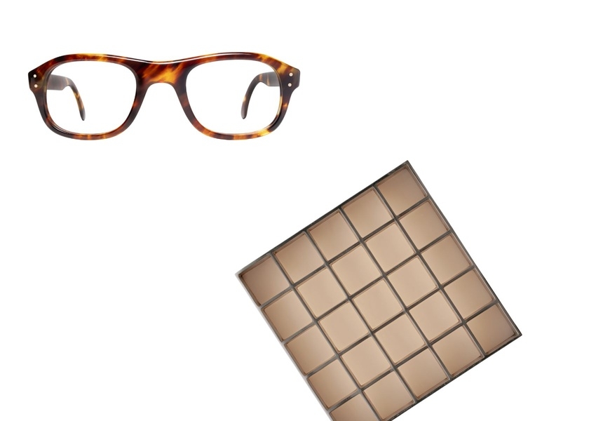 L-R: Maison Bonnet Clifford glasses, Volker Haug Bruce lighting