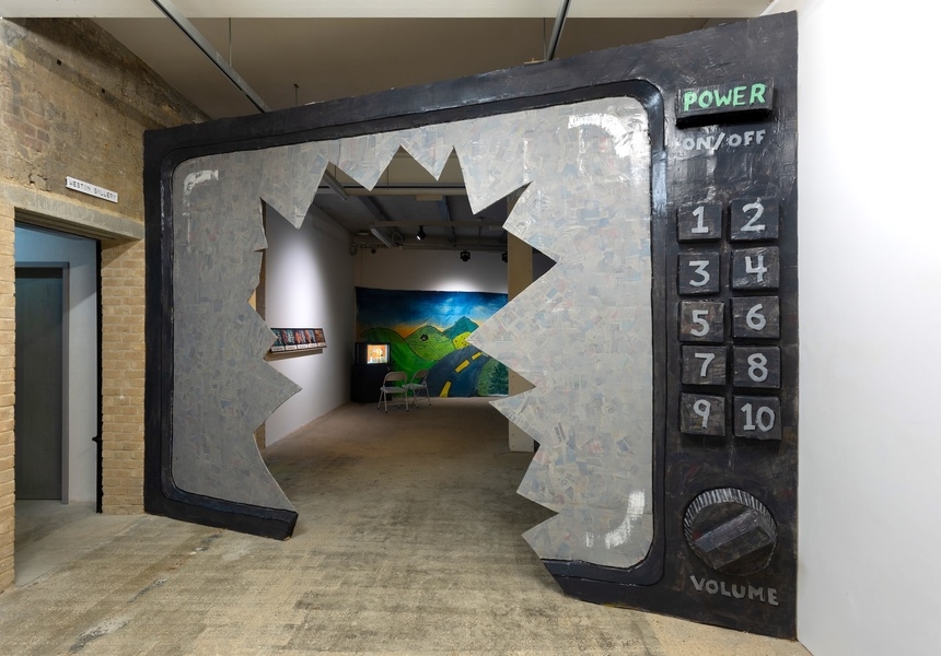 Installation view: Paper Tiger Television, It’s 8:30. Do you know where your brains are? Courtesy Goldsmiths CCA. Photo: Rob Harris.